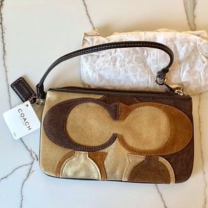 Coach Gallery Optic Signature Suede Leather Wristlet